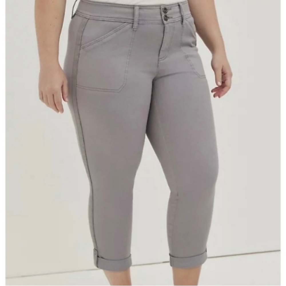 Torrid Stretch Twill Gray Cropped Aviator Pants NWT